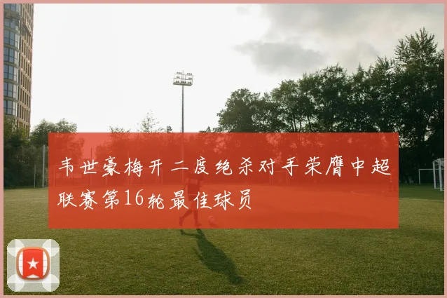 韦世豪梅开二度绝杀对手荣膺中超联赛第16轮最佳球员